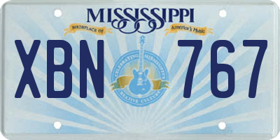 MS license plate XBN767