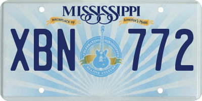 MS license plate XBN772