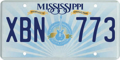 MS license plate XBN773