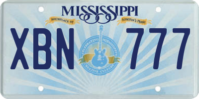 MS license plate XBN777