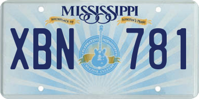 MS license plate XBN781