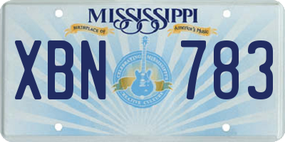 MS license plate XBN783