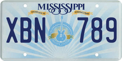 MS license plate XBN789