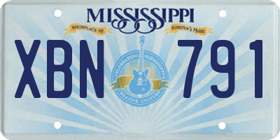 MS license plate XBN791
