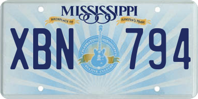 MS license plate XBN794