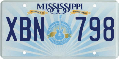 MS license plate XBN798