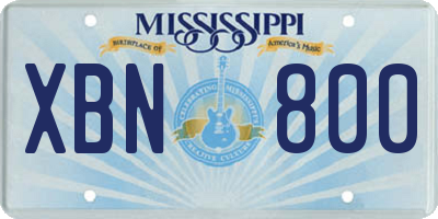 MS license plate XBN800