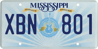 MS license plate XBN801