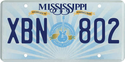 MS license plate XBN802