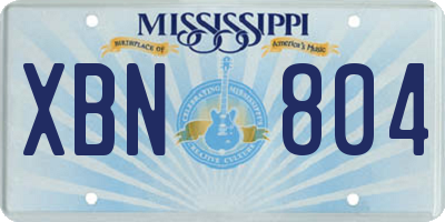 MS license plate XBN804