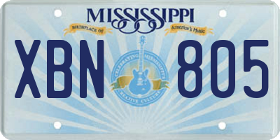 MS license plate XBN805
