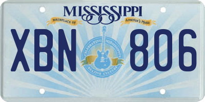 MS license plate XBN806