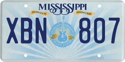 MS license plate XBN807