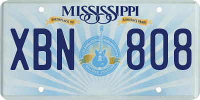 MS license plate XBN808