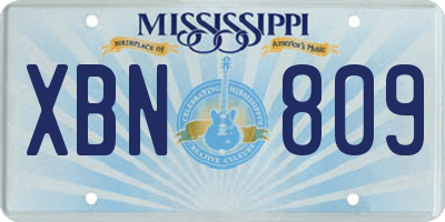 MS license plate XBN809