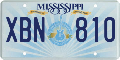MS license plate XBN810