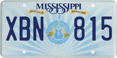 MS license plate XBN815