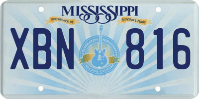 MS license plate XBN816