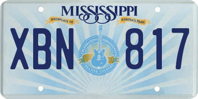 MS license plate XBN817