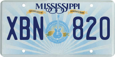 MS license plate XBN820
