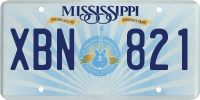 MS license plate XBN821
