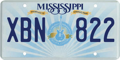 MS license plate XBN822