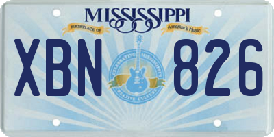 MS license plate XBN826