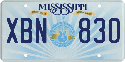MS license plate XBN830