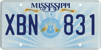 MS license plate XBN831