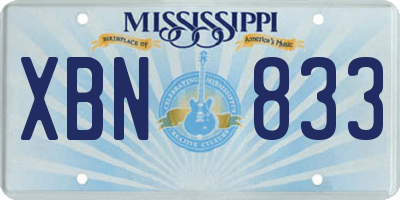 MS license plate XBN833