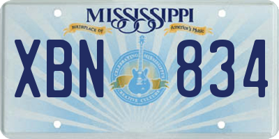 MS license plate XBN834
