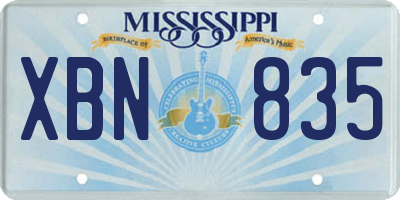 MS license plate XBN835