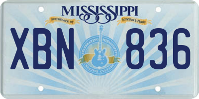 MS license plate XBN836