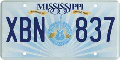 MS license plate XBN837