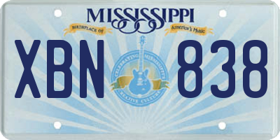 MS license plate XBN838