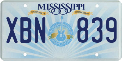 MS license plate XBN839