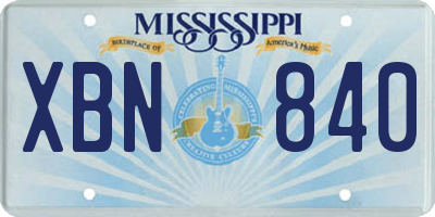MS license plate XBN840