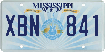 MS license plate XBN841