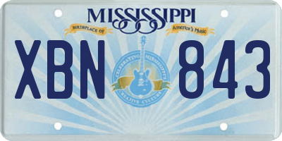 MS license plate XBN843