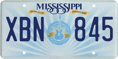 MS license plate XBN845