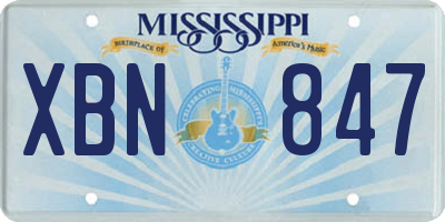 MS license plate XBN847