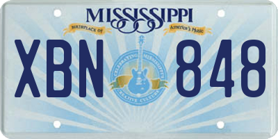 MS license plate XBN848