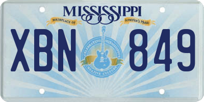 MS license plate XBN849