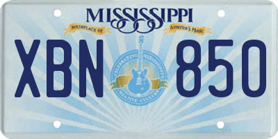 MS license plate XBN850