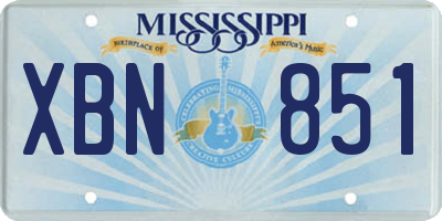 MS license plate XBN851
