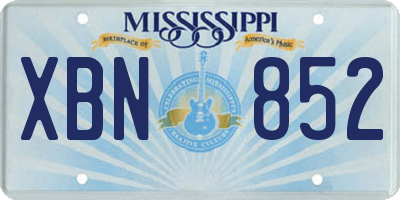MS license plate XBN852