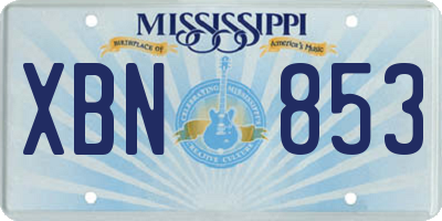 MS license plate XBN853