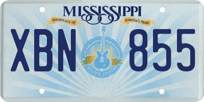 MS license plate XBN855
