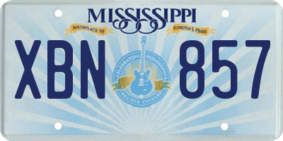 MS license plate XBN857