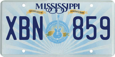 MS license plate XBN859